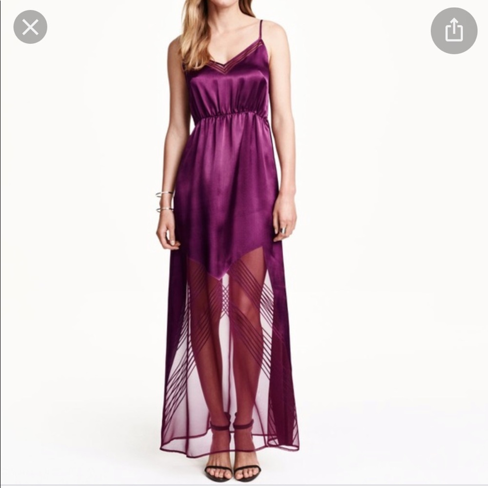 Purple satin dress with sheer bottom